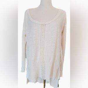 Free People Women’s Ivory Sweater Ribbed Knit Long Sleeve‎ Size XS EUC.